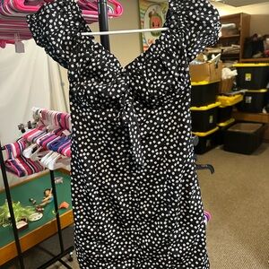 Princess Polly Black Mini Dress with White Daisy Print